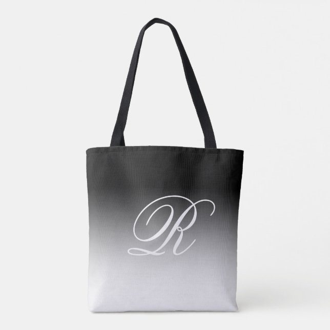 White Ombre Over Any Colour with Monogram Tote Bag (Back)