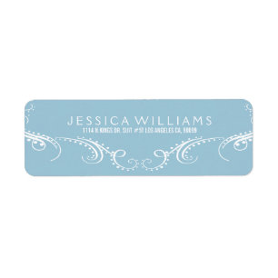 White On Baby Blue Ornate Floral Frame