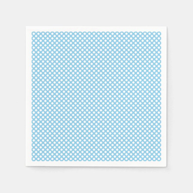 White on Baby Blue Small Size Polka Dots Paper Napkin (Front)