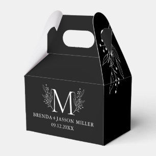 White on Bblack Elegant monogram newlywed  Favour Box
