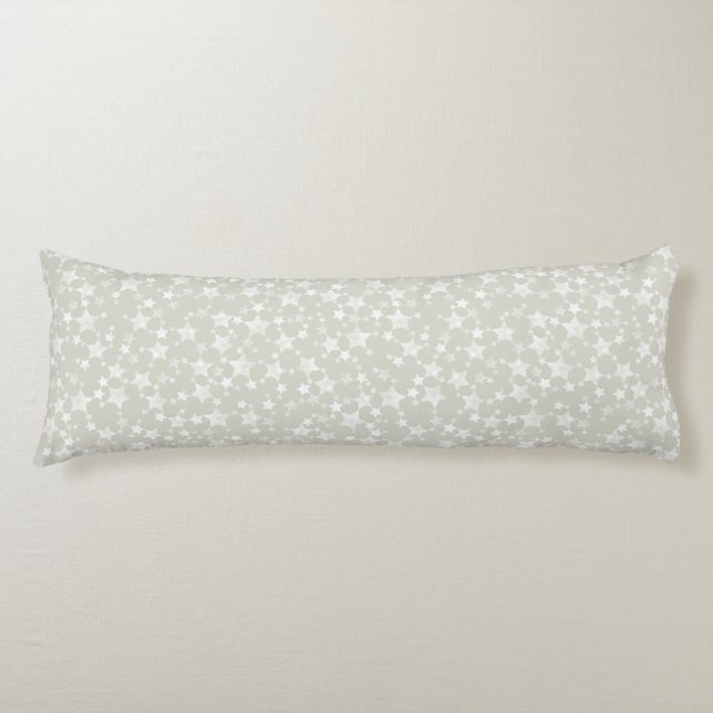 White on Beige | Lino Print Stars Pattern Body Cushion (Front)