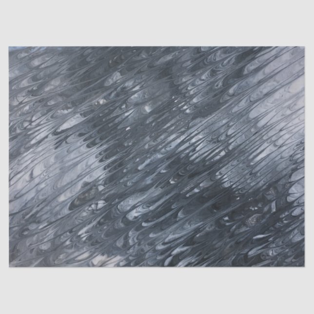 White on Black abstract Decoupage Tissue Paper (Front)