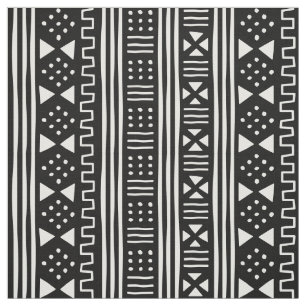 White on Black African MudCloth Inspired Scaleable Fabric