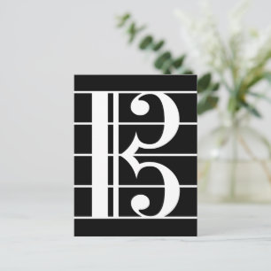 White-on-Black Alto Clef C-Clef Viola Music Postcard