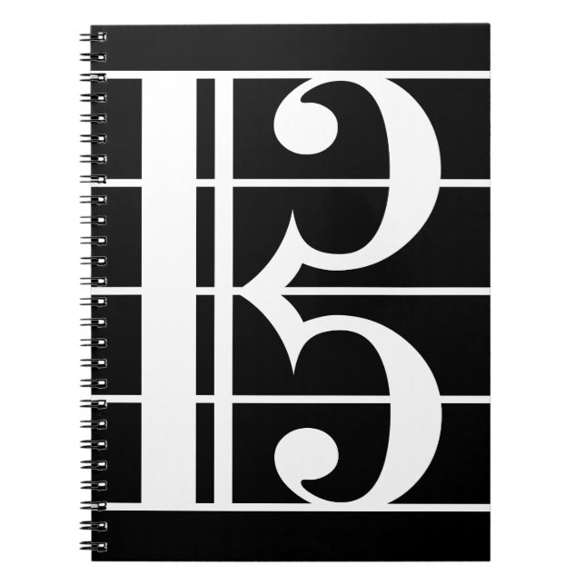 White-on-Black Alto Clef Notebook (Front)