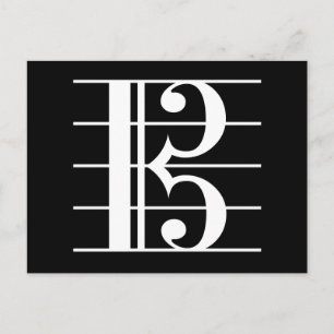 White-on-Black Alto Clef Postcard