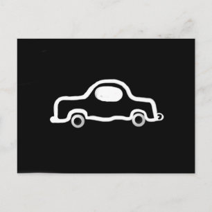 White on black car on a postcard