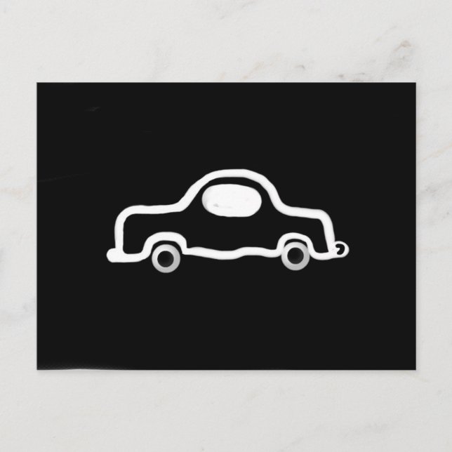 White on black car on a postcard (Front)