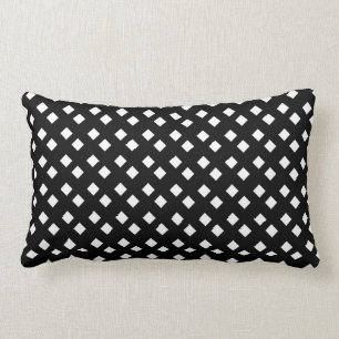 White on Black Diamond Design Lumbar Cushion