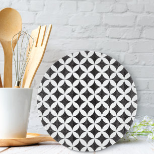 White on Black Diamond Geometric Pattern Cutting Board