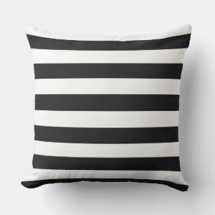 WHITE on BLACK Elegant Stylish Modern Stripes Outd Cushion