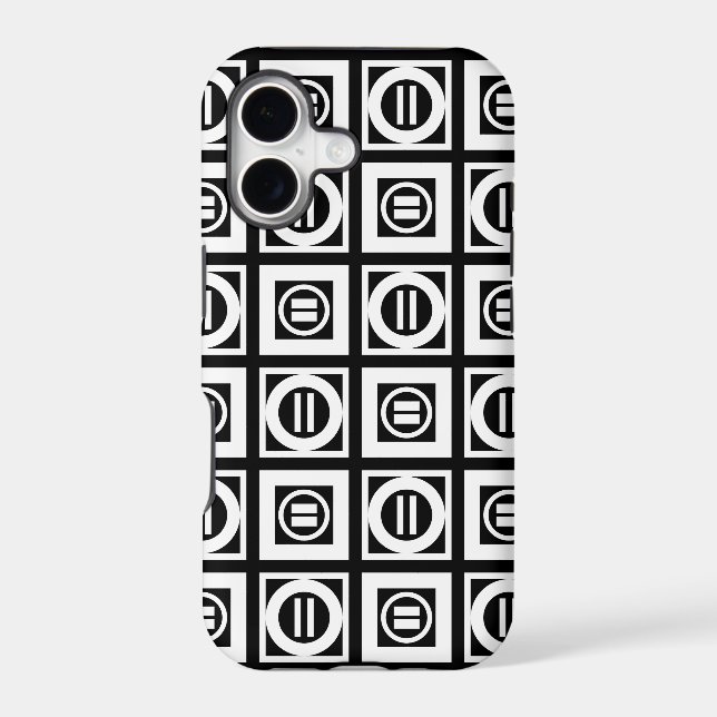 White on Black Geometric Equal Sign Pattern (Back)
