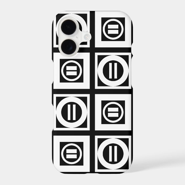 White on Black Geometric Equal Sign Pattern (Back)