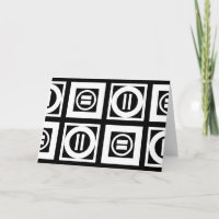 White on Black Geometric Equal Sign Pattern Card