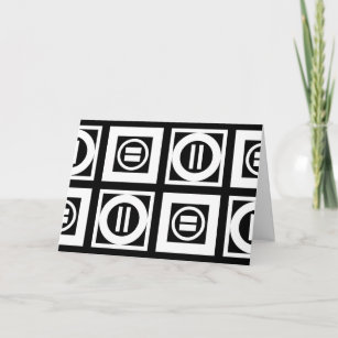 White on Black Geometric Equal Sign Pattern Card