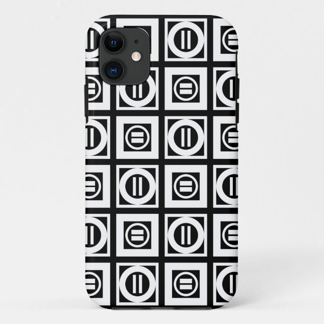 White on Black Geometric Equal Sign Pattern Case-Mate iPhone Case (Back)