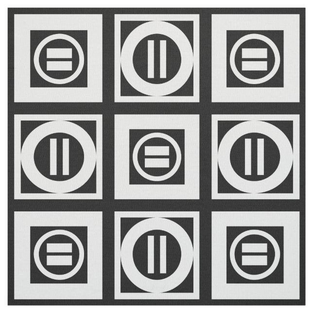 White on Black Geometric Equal Sign Pattern Fabric (Swatch)
