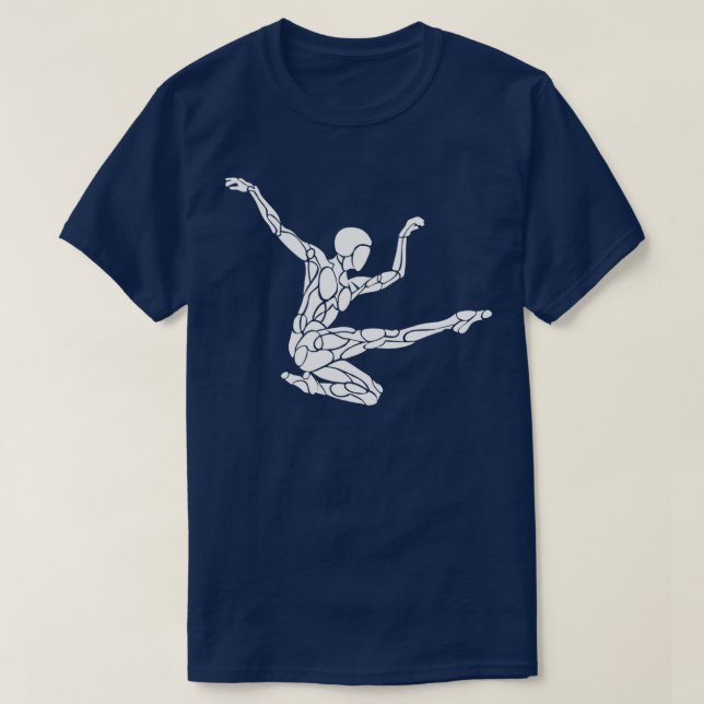 White on Black Jump Kick Dance for Athlete Gymnast T-Shirt (Design Front)