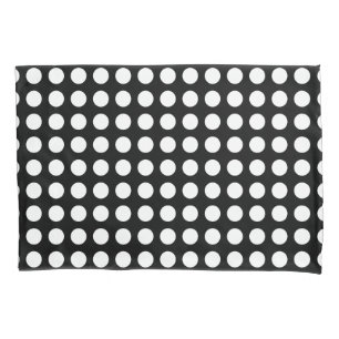 White on Black Large Size Horizontal Polka Dots Pillowcase