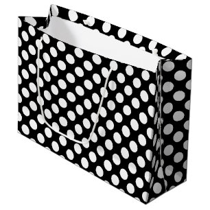 White on Black Large Size Polka Dots Gift Bag