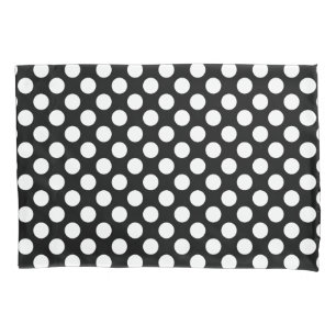 White on Black Large Size Polka Dots Pillowcase