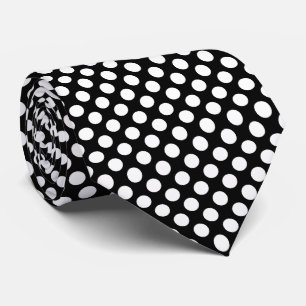 White on Black Large Size Polka Dots Tie