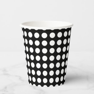 White on Black Medium Size Horizontal Polka Dots Paper Cups