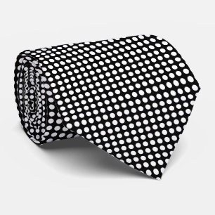 White on Black Medium Size Horizontal Polka Dots Tie