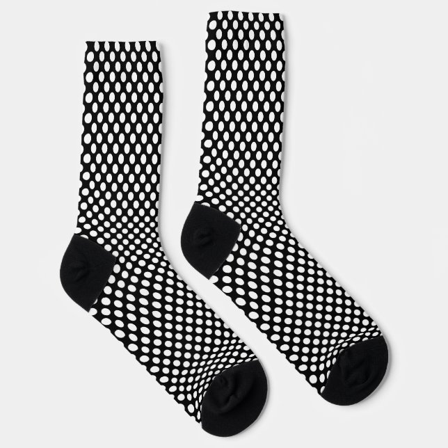 White on Black Medium Size Polka Dots Socks (Right)
