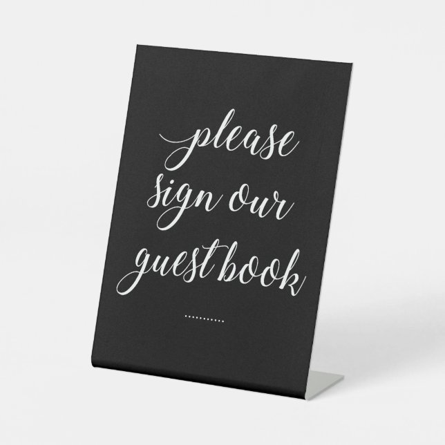 White On Black Please Sign Our Guest Book Wedding (Front)