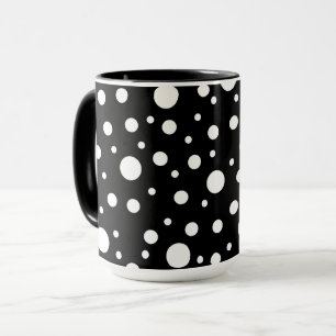 White on Black Polka Dot Pattern Mug