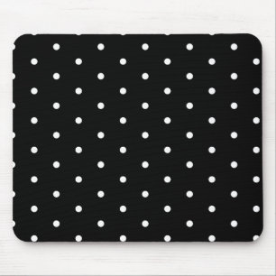 White on Black Polka Dots Mouse Mat
