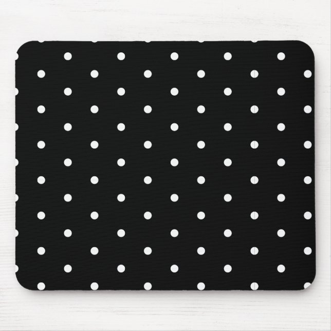 White on Black Polka Dots Mouse Mat (Front)