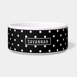 White On Black Polka Dots Pattern With Custom Name