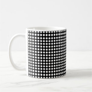 White on Black Small Size Horizontal Polka Dots  Coffee Mug