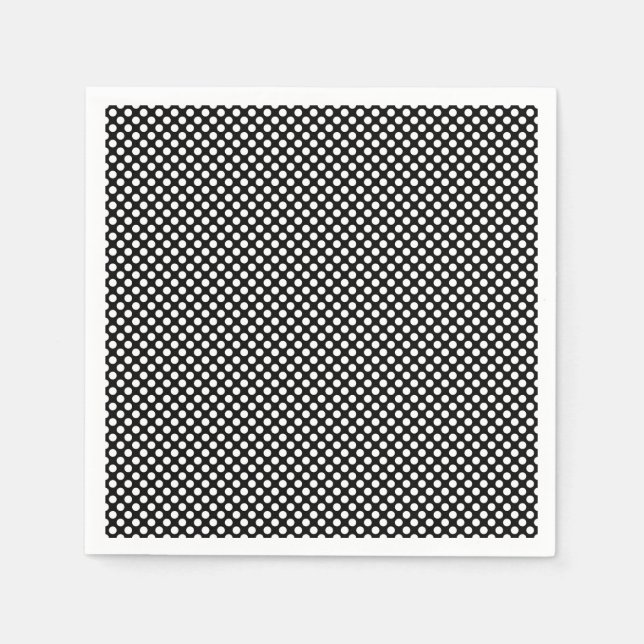 White on Black Small Size Polka Dots Paper Napkin (Front)