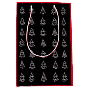 White On Black Tree Gift Bag (Red Sides)