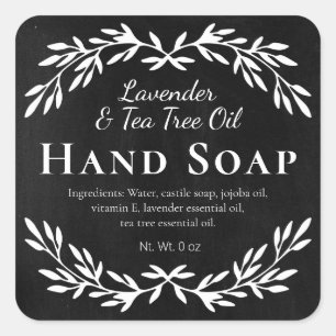 White On Black Vintage DIY Liquid Hand Soap Square Sticker