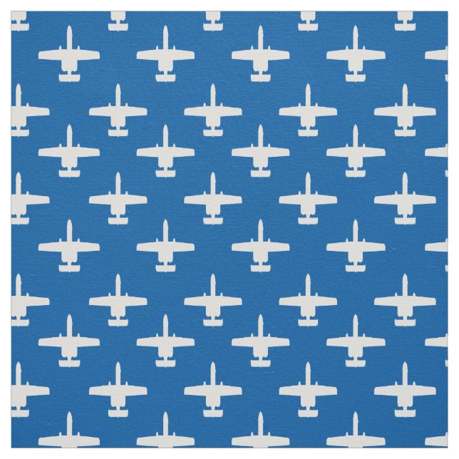 White on Blue A-10 Warthog Attack Jet Pattern Fabric (Swatch)