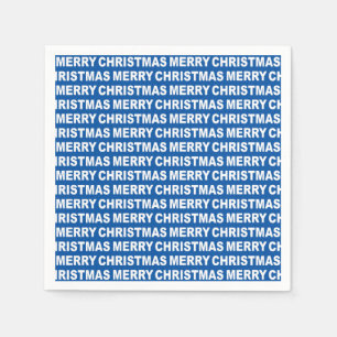 White on Blue Christmas Typography Paper Napkin