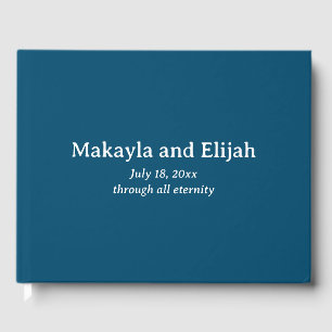 White on Blue Minimalist Wedding Guest Book
