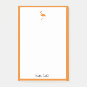 White on Bright Orange Flamingo & Border with Name Post-it Notes