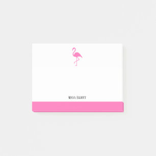 White on Bright Pink Flamingo & Border with Name Post-it Notes
