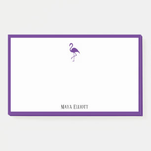 White on Bright Purple Flamingo & Border w/ Name Post-it Notes