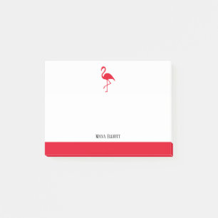 White on Bright Red Flamingo & Border with Name Post-it Notes