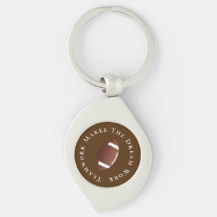 White on Brown Teamwork Makes The Dream Work Key Ring