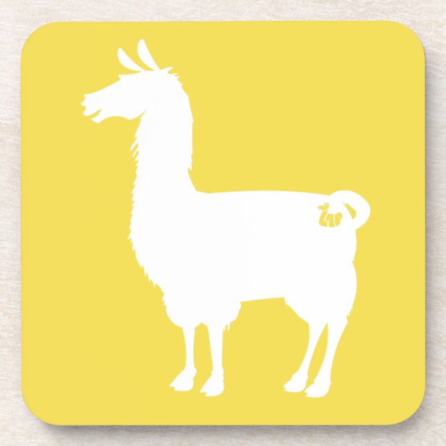 White On Colour Llama Coasters (Front)