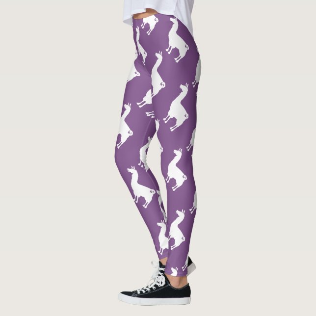 White On Colour Llama Leggings (Left)