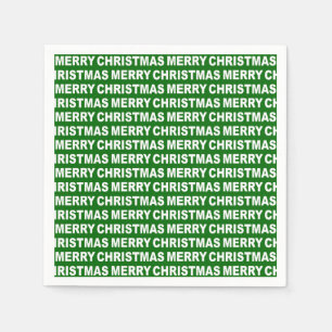 White on Dark Green Christmas Typography Napkin