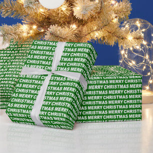 White on Dark Green Christmas Typography Wrapping Paper